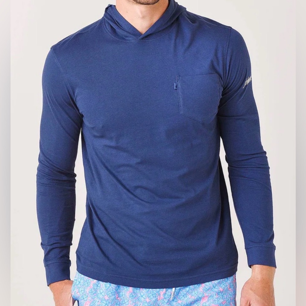 johnnie-O Eller Men's Hooded Long-Sleeve - Navy Blue Large